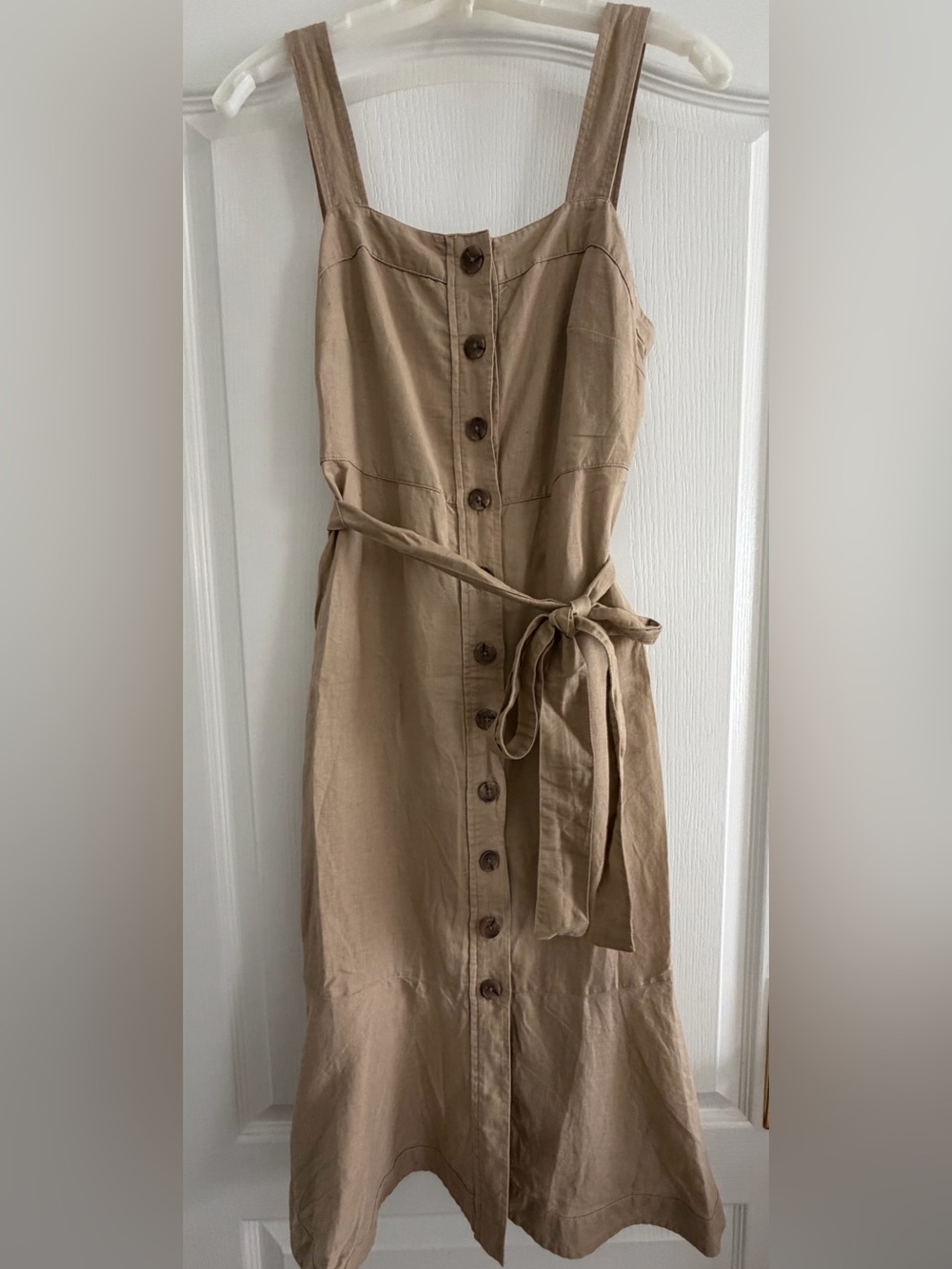 Banana Republic Sleeveless Button-Front Tie-Waist Tan Dress